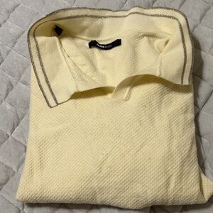 Pale Yellow Knit Polo Sweater